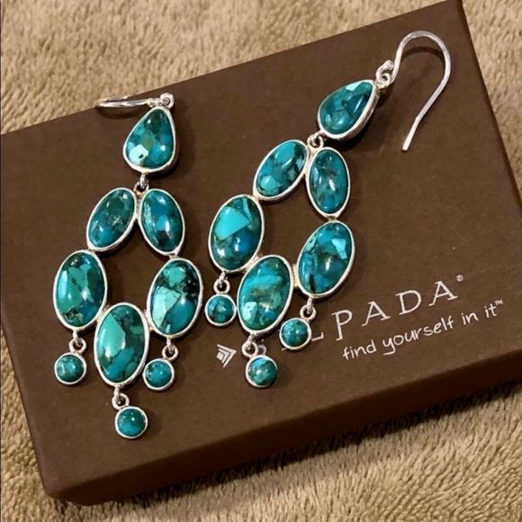 SILPADA Turquoise Sterling Silver Chandelier Vieques Drop Dangle Earrings W3289 - Picture 1 of 7